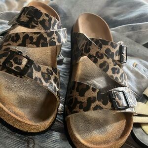 Cork Slip on Sandals Cheetah size 9